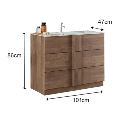 Garnero Arredamenti Mobili Bagno A Terra-Mobile bagno a terra 100cm con lavabo e specchio rovere Alvarez