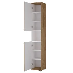 Garnero Arredamenti Mobili Bagno A Terra-Mobile bagno a terra 61cm con specchio e colonne bianco lucido rovere Crystal