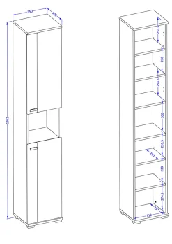 Garnero Arredamenti Mobili Bagno A Terra-Mobile bagno a terra 61cm con specchio e colonne bianco lucido rovere Crystal