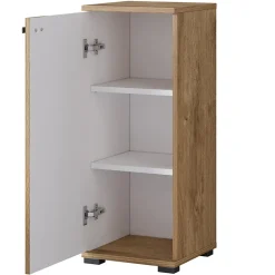 Garnero Arredamenti Mobili Bagno A Terra-Mobile bagno a terra 61cm con specchio e colonne bianco lucido rovere Crystal