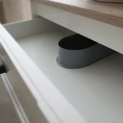 Garnero Arredamenti Mobili Bagno A Terra-Mobile bagno a terra 120cm con doppio lavabo e colonna shabby bianco rovere Ilias