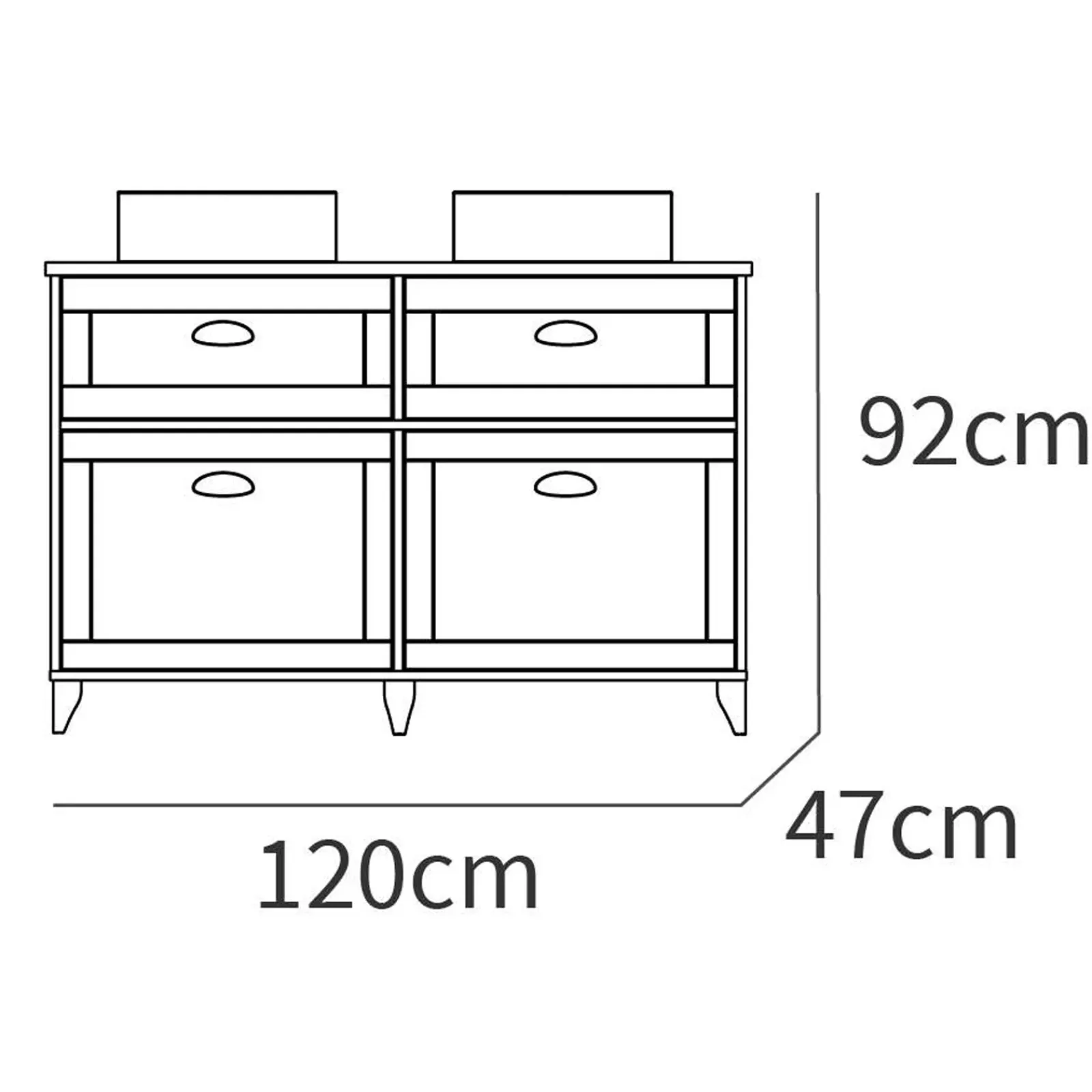 Garnero Arredamenti Mobili Bagno A Terra-Mobile bagno a terra 120cm con doppio lavabo e colonna shabby bianco rovere Ilias