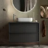 Garnero Arredamenti Mobili Bagno A Terra-Mobile bagno a terra 79cm con lavabo 2 cassetti nero frassinato Absolut