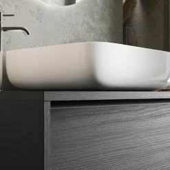 Garnero Arredamenti Mobili Bagno A Terra-Mobile bagno a terra 79cm con lavabo 2 cassetti nero frassinato Absolut