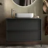 Garnero Arredamenti Mobili Bagno A Terra-Mobile bagno a terra 105cm con lavabo 2 cassetti nero frassinato Absolut