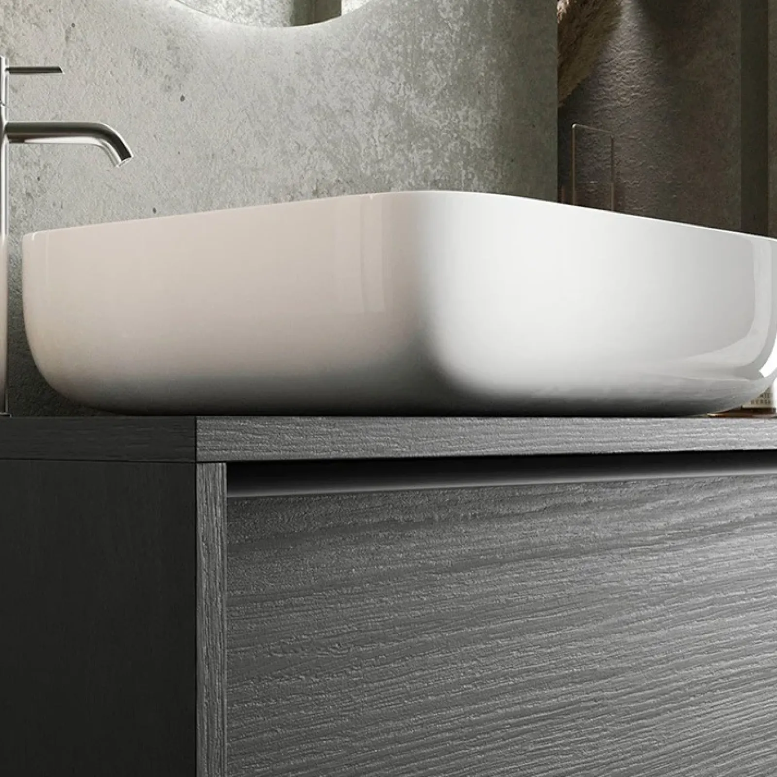 Garnero Arredamenti Mobili Bagno A Terra-Mobile bagno a terra 105cm con lavabo 2 cassetti nero frassinato Absolut