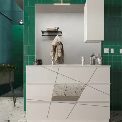 Garnero Arredamenti Mobili Bagno A Terra-Mobile bagno a terra 120cm con doppio lavabo e specchio bianco lucido specchi Olimpo