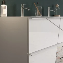 Garnero Arredamenti Mobili Bagno A Terra-Mobile bagno a terra 120cm con doppio lavabo e specchio bianco lucido specchi Olimpo