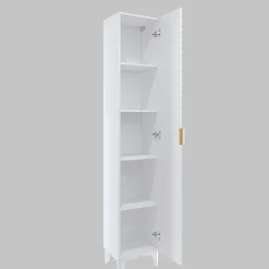 Garnero Arredamenti Mobili Bagno A Terra-Mobile bagno a terra 81cm con colonna bianco frontali decorati Konny Bianco Lucido - Bianco opaco