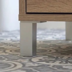 Garnero Arredamenti Mobili Bagno A Terra-Mobile bagno a terra 82cm con lavabo e specchio 3 cassetti Shutter Rovere