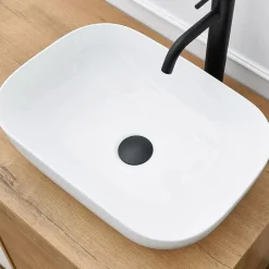Garnero Arredamenti Mobili Bagno A Terra-Mobile bagno a terra 100cm con lavabo 1 anta 1 cassetto rovere bianco Jasmund