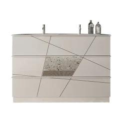 Garnero Arredamenti Mobili Bagno A Terra-Mobile bagno a terra 120cm con doppio lavabo 3 cassetti bianco lucido specchi Olimpo