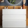 Garnero Arredamenti Mobili Bagno A Terra-Mobile bagno a terra 100cm con lavabo 3 cassetti bianco lucido Moon