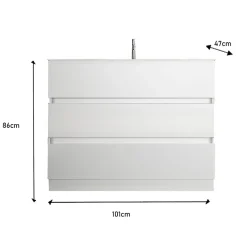 Garnero Arredamenti Mobili Bagno A Terra-Mobile bagno a terra 100cm con lavabo 3 cassetti bianco lucido Moon