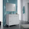 Garnero Arredamenti Mobili Bagno A Terra-Mobile bagno a terra 80cm con lavabo e specchio bianco lucido David