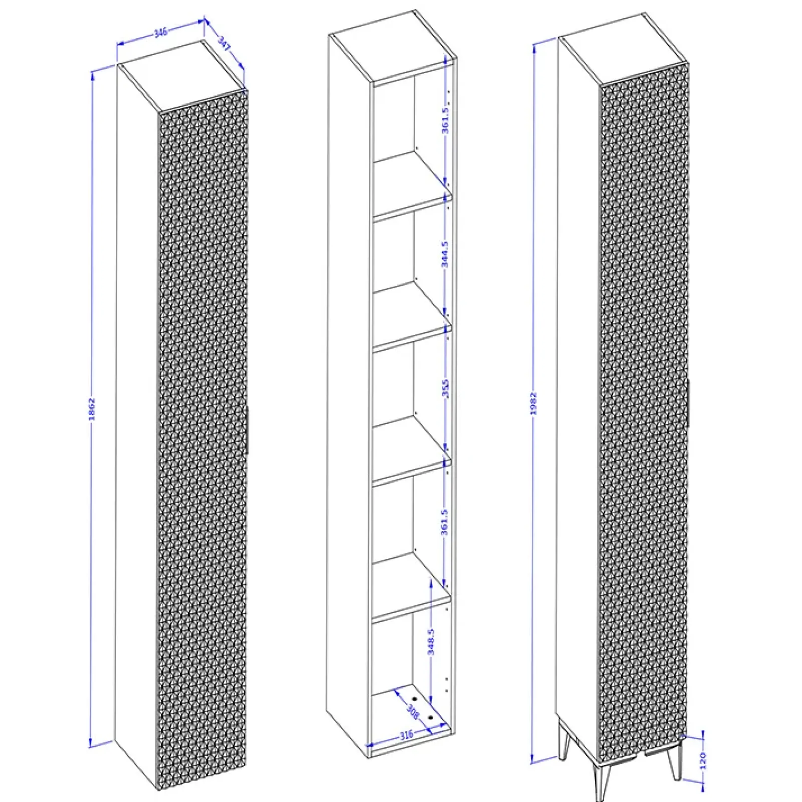 Garnero Arredamenti Mobili Bagno A Terra-Mobile bagno a terra 61cm con colonna nero frontali decorati Konny Nero Lucido - Nero opaco
