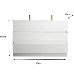 Garnero Arredamenti Mobili Bagno A Terra-Mobile bagno a terra 120cm con doppio lavabo e specchio bianco lucido Moon