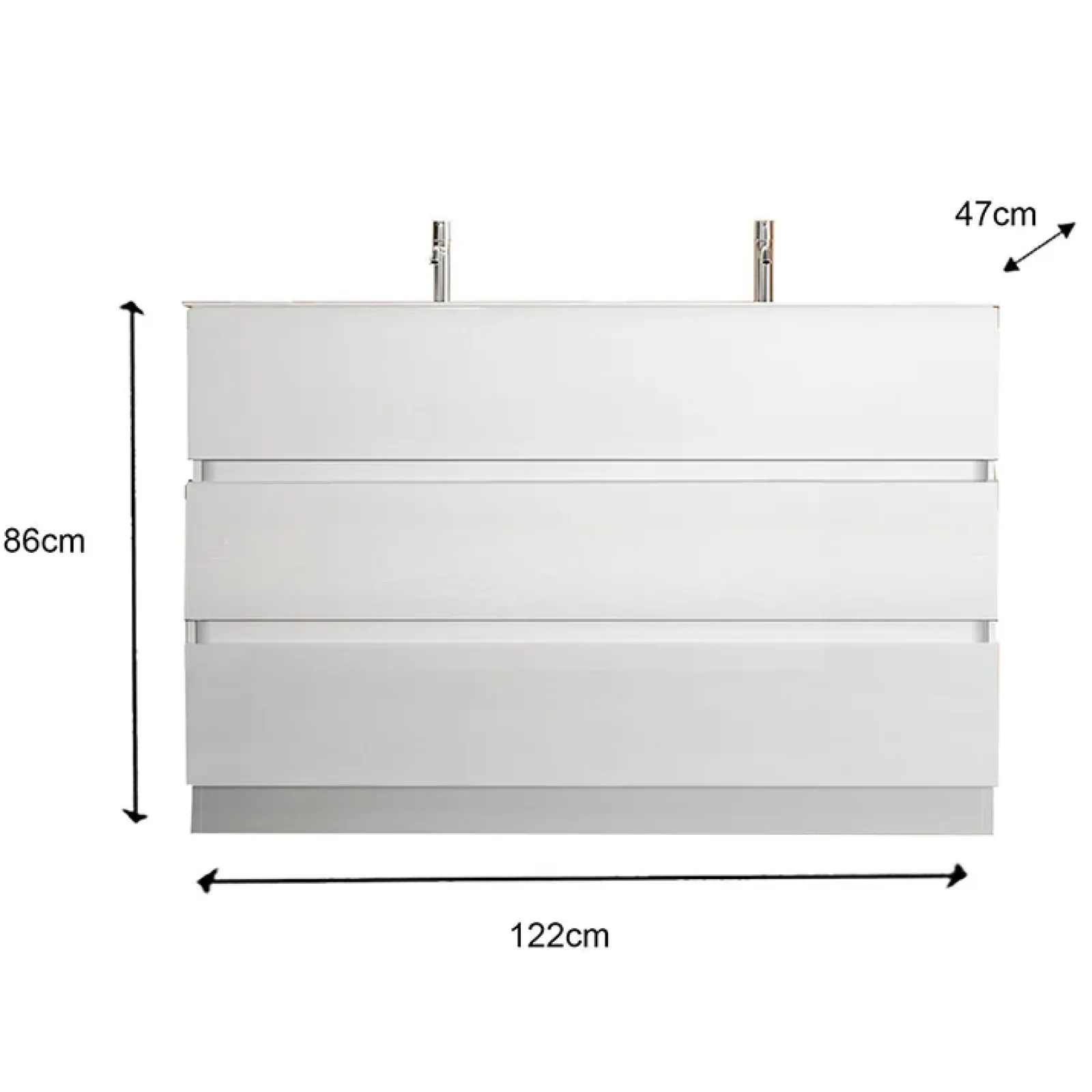 Garnero Arredamenti Mobili Bagno A Terra-Mobile bagno a terra 120cm con doppio lavabo e specchio bianco lucido Moon