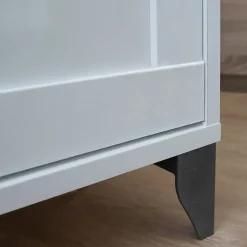 Garnero Arredamenti Mobili Bagno A Terra-Mobile bagno a terra 120cm con doppio lavabo 2 ante 2 cassetti bianco rovere Ilias