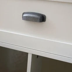 Garnero Arredamenti Mobili Bagno A Terra-Mobile bagno a terra 120cm con doppio lavabo 2 ante 2 cassetti bianco rovere Ilias