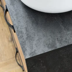 Garnero Arredamenti Mobili Bagno A Terra-Mobile bagno a terra 120cm con doppio lavabo 1 anta 2 cassetti rovere antracite Crown