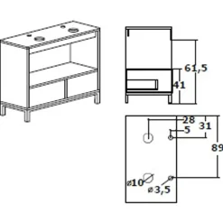 Garnero Arredamenti Mobili Bagno A Terra-Mobile bagno a terra 120cm con doppio lavabo 1 anta 2 cassetti rovere antracite Crown