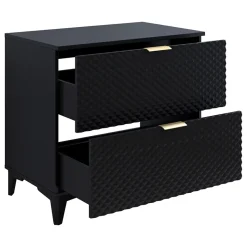 Garnero Arredamenti Mobili Bagno A Terra-Mobile bagno a terra 81cm con colonna nero frontali decorati Konny Nero Lucido - Nero opaco