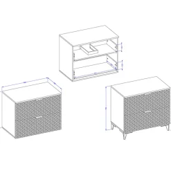 Garnero Arredamenti Mobili Bagno A Terra-Mobile bagno a terra 81cm con colonna nero frontali decorati Konny Nero Lucido - Nero opaco