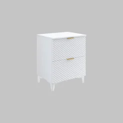 Garnero Arredamenti Mobili Bagno A Terra-Mobile bagno a terra 61cm con colonna bianco frontali decorati Konny Bianco Lucido - Bianco opaco