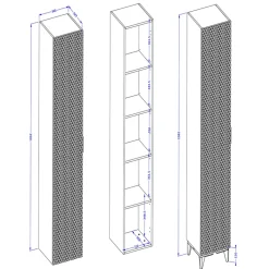 Garnero Arredamenti Mobili Bagno A Terra-Mobile bagno a terra 61cm con colonna bianco frontali decorati Konny Bianco Lucido - Bianco opaco