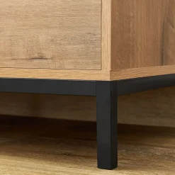 Garnero Arredamenti Mobili Bagno A Terra-Mobile bagno a terra 100cm con lavabo e colonna 3 ante 1 cassetto bianco Jasmund Rovere