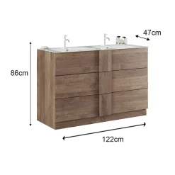 Garnero Arredamenti Mobili Bagno A Terra-Mobile bagno a terra 120cm con doppio lavabo 3 cassetti rovere Alvarez