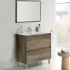 Garnero Arredamenti Mobili Bagno A Terra-Mobile bagno a terra 80cm con lavabo e specchio rovere nordik Eveline