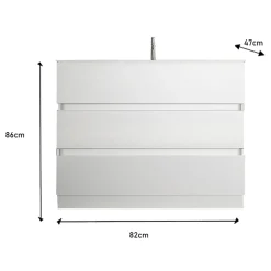 Garnero Arredamenti Mobili Bagno A Terra-Mobile bagno a terra 80cm con lavabo 3 cassetti bianco lucido Moon