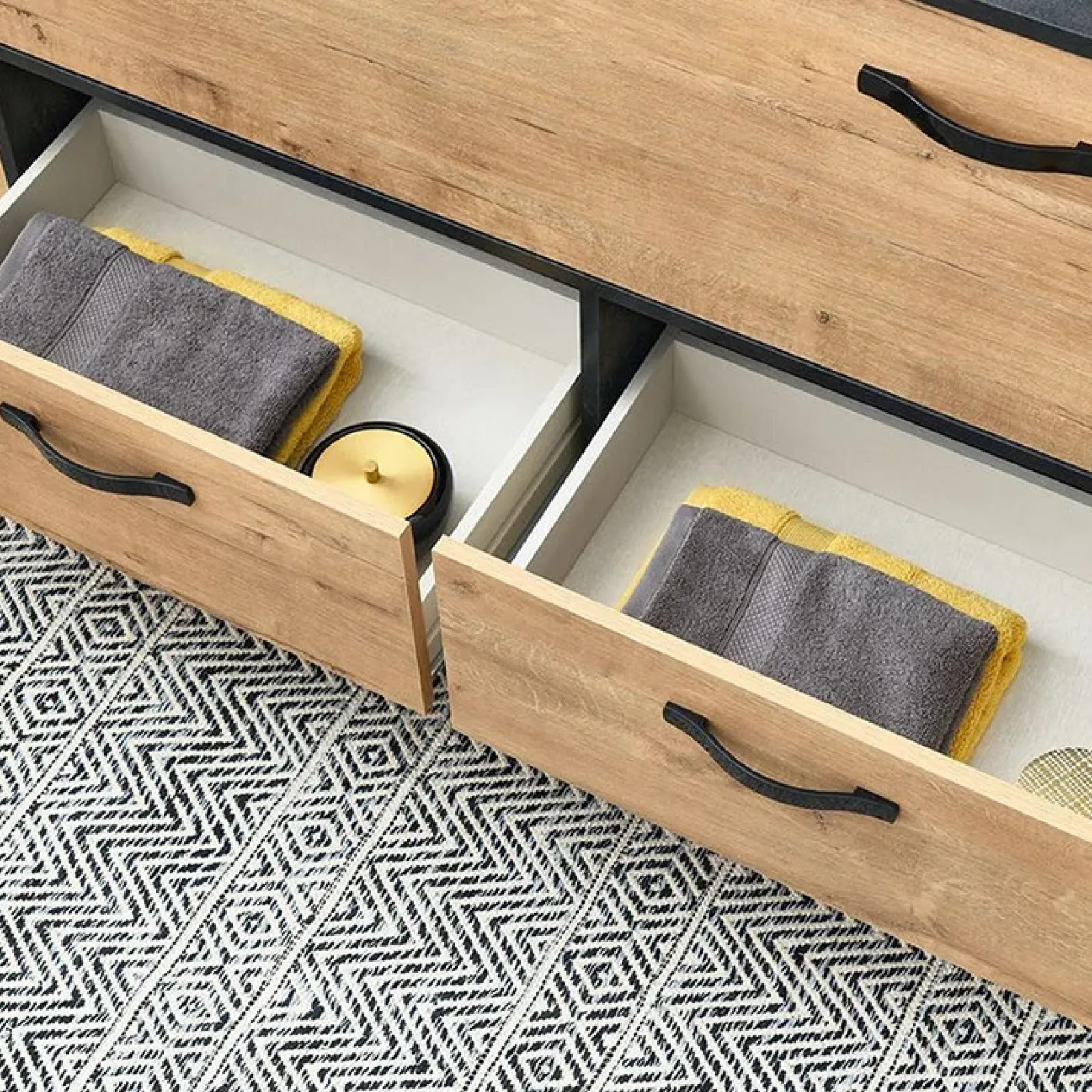 Garnero Arredamenti Mobili Bagno A Terra-Mobile bagno a terra 120cm con doppio lavabo e colonna rovere antracite Crown