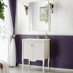 Garnero Arredamenti Mobili Bagno A Terra-Mobile bagno classico 60cm con lavabo 2 ante bianco Brigit