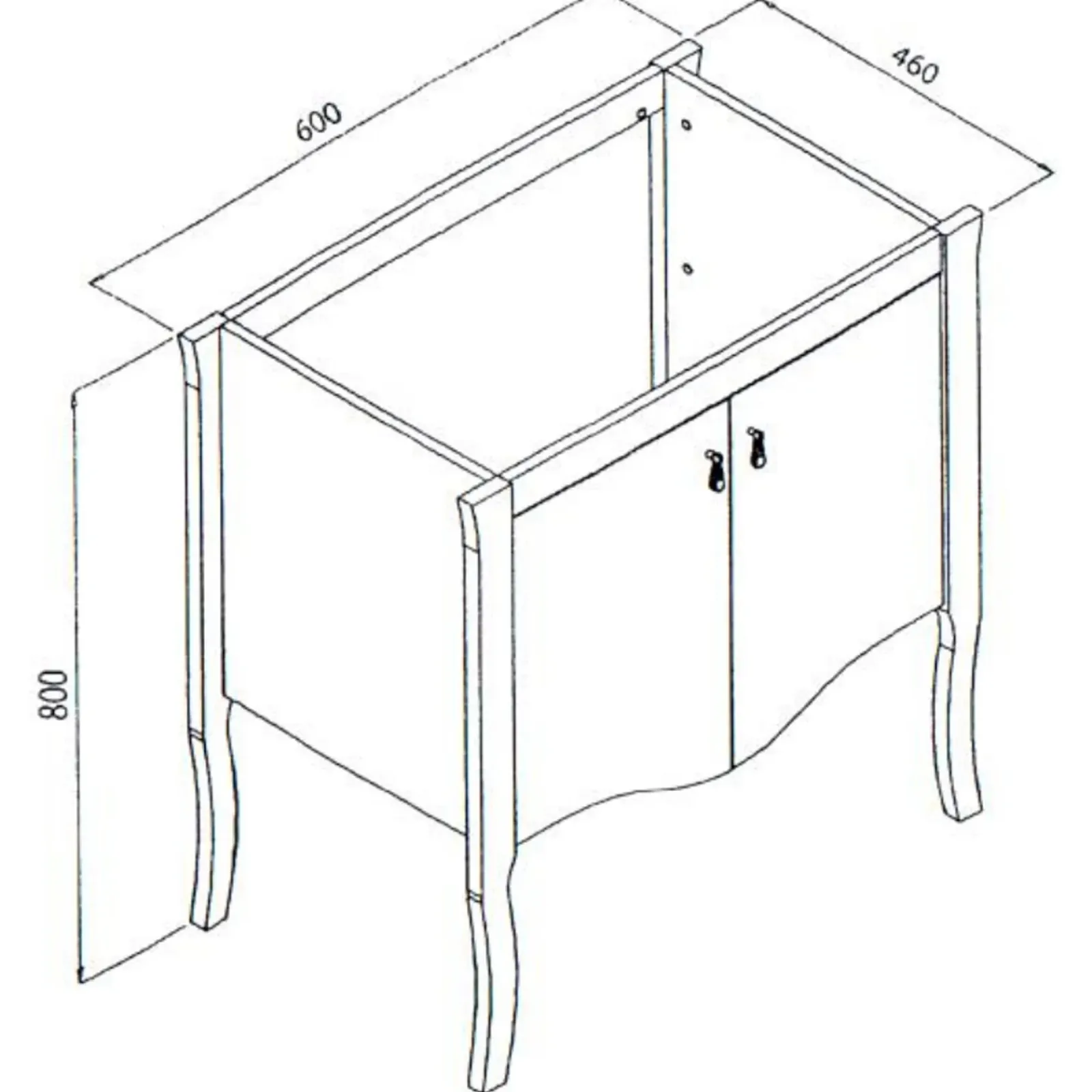 Garnero Arredamenti Mobili Bagno A Terra-Mobile bagno classico 60cm con lavabo 2 ante bianco Brigit
