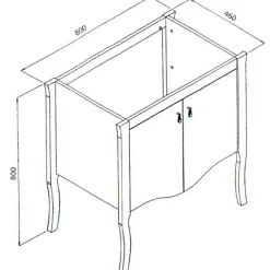 Garnero Arredamenti Mobili Bagno A Terra-Mobile bagno classico 80cm con lavabo 2 ante bianco Brigit