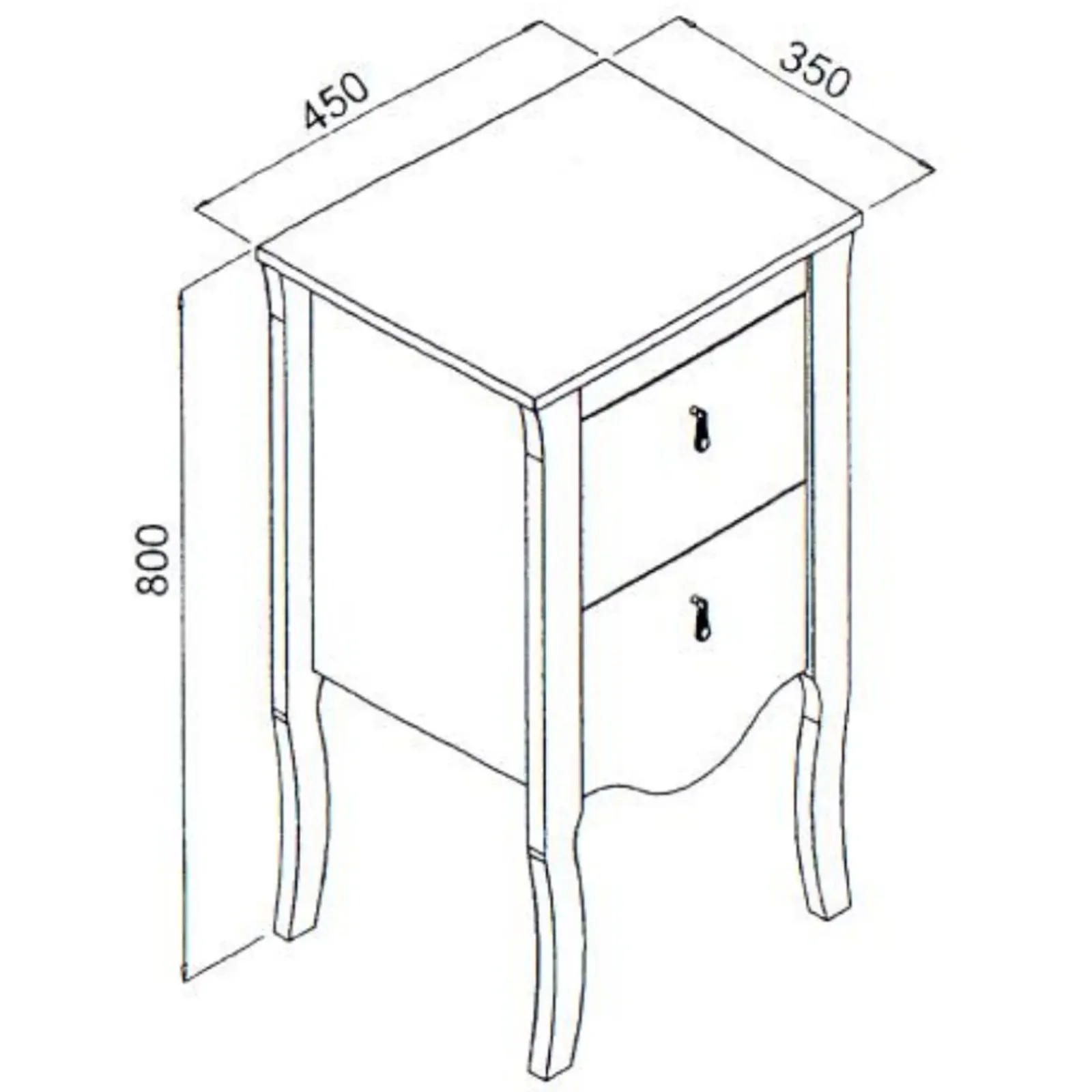 Garnero Arredamenti Colonne Per Bagno-Mobile bagno classico 45cm 2 cassetti bianco Brigit