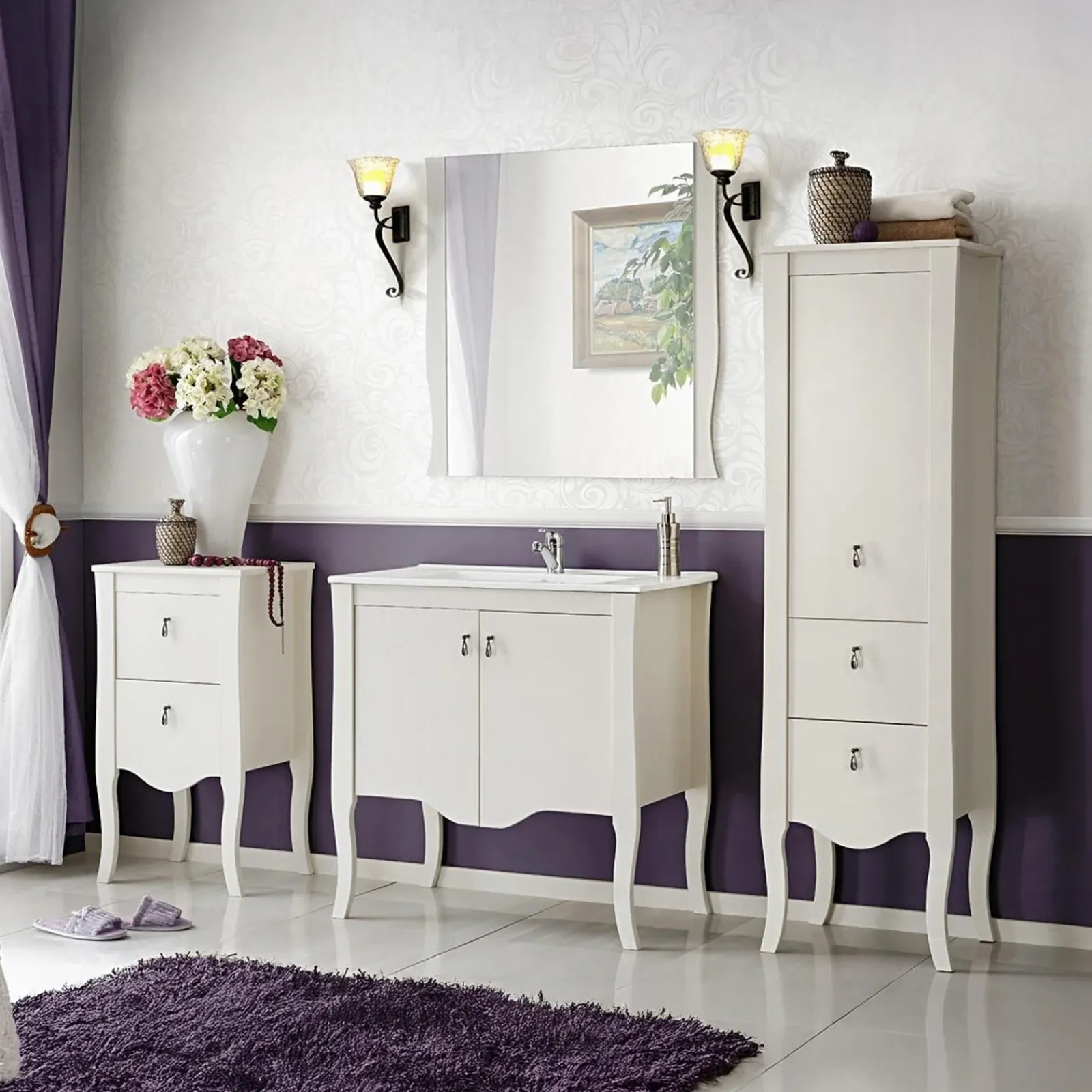 Garnero Arredamenti Colonne Per Bagno-Mobile bagno classico 45cm 2 cassetti bianco Brigit