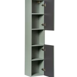 Garnero Arredamenti Mobile Bagno Sospeso-Mobile bagno sospeso cannettato 50cm con lavabo, specchio e colonna verde salvia rovere Greeny