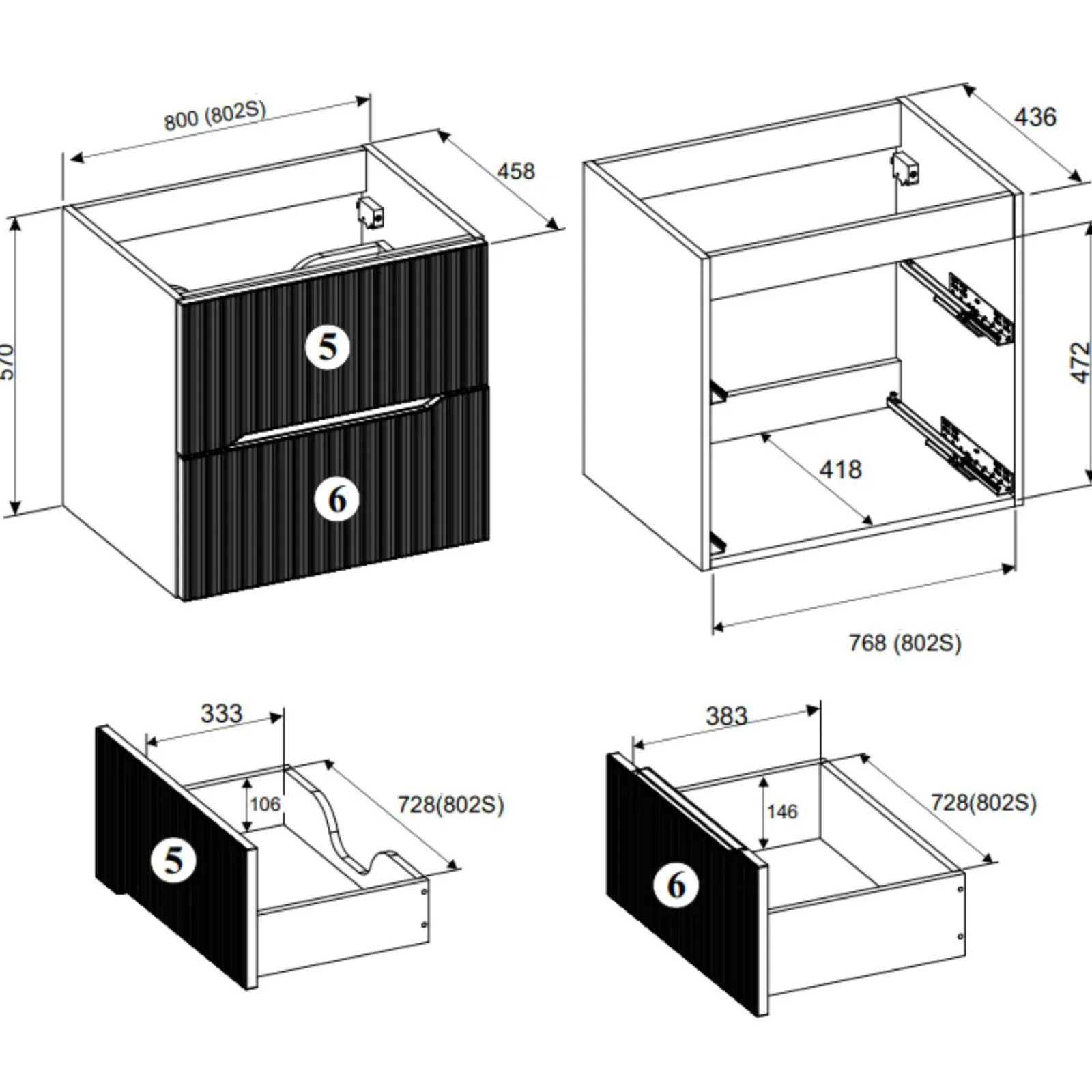 Garnero Arredamenti Mobile Bagno Sospeso-Mobile bagno sospeso cannettato 80cm con lavabo rovere Pretty