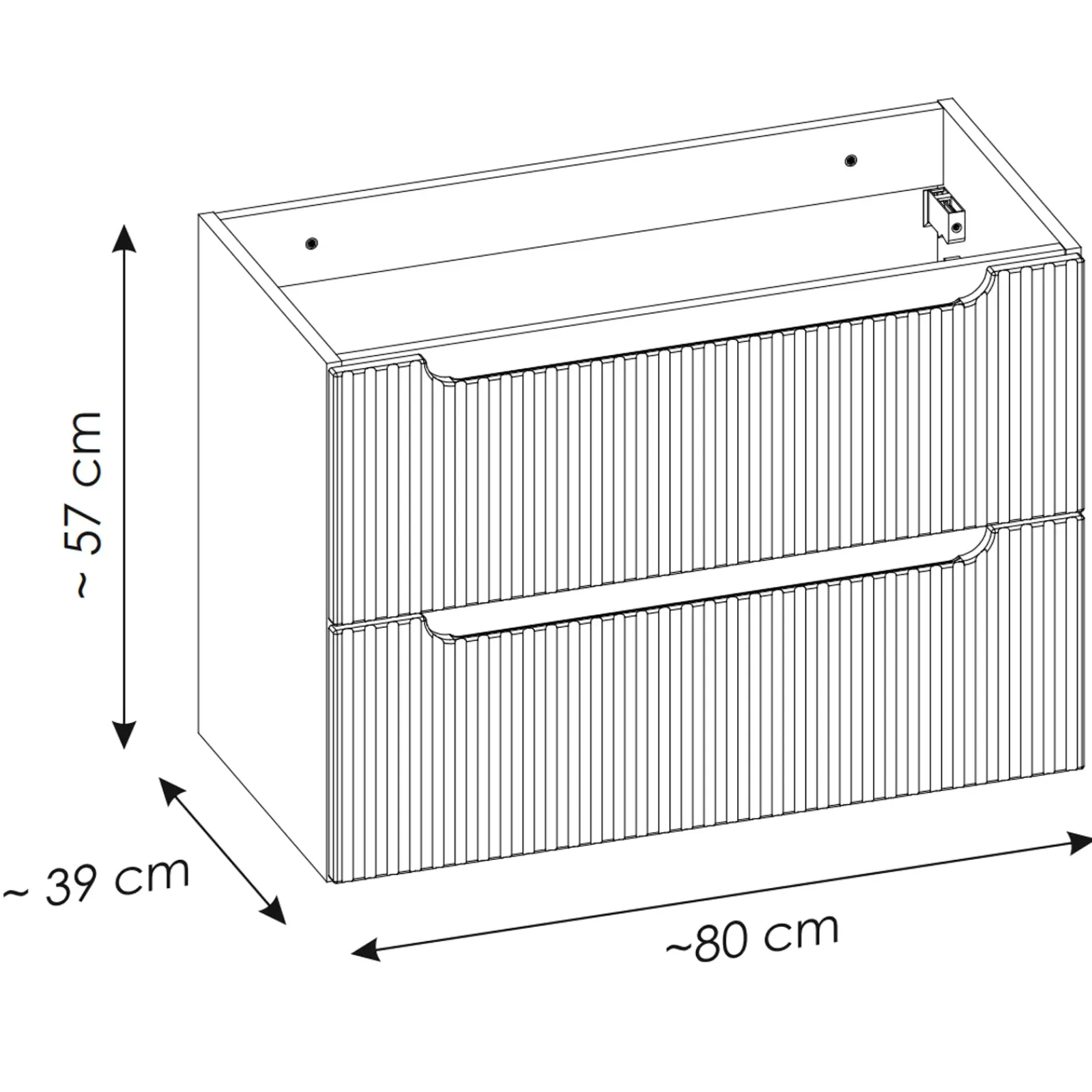 Garnero Arredamenti Mobile Bagno Sospeso-Mobile bagno sospeso cannettato 80cm con lavabo e colonna rovere Cleany Nero