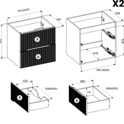 Garnero Arredamenti Mobile Bagno Sospeso-Mobile bagno sospeso cannettato 120cm con doppio lavabo rovere Pretty