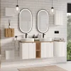 Garnero Arredamenti Mobile Bagno Sospeso-Mobile bagno sospeso cannettato 120cm 4 ante e 2 vani bianco rovere Cleany