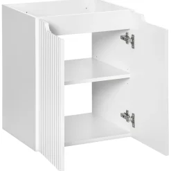 Garnero Arredamenti Mobile Bagno Sospeso-Mobile bagno sospeso cannettato 120cm 4 ante e 2 vani bianco rovere Cleany