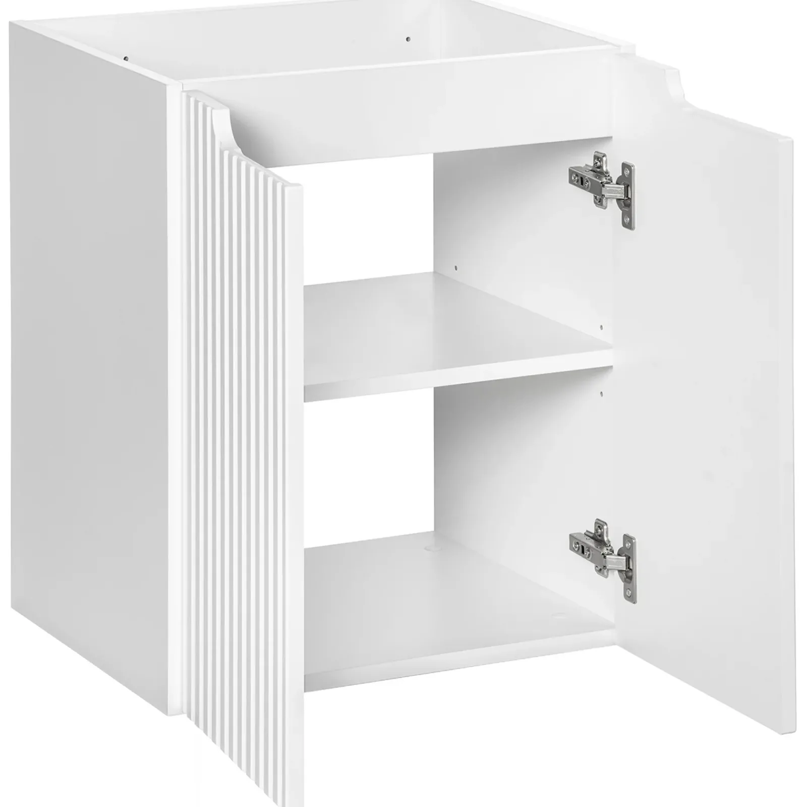 Garnero Arredamenti Mobile Bagno Sospeso-Mobile bagno sospeso cannettato 120cm 4 ante e 2 vani bianco rovere Cleany