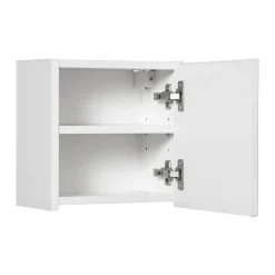 Garnero Arredamenti Mobile Bagno Sospeso-Mobile bagno sospeso cannettato 80cm con lavabo, colonna e 3 pensili bianco rovere Cleany
