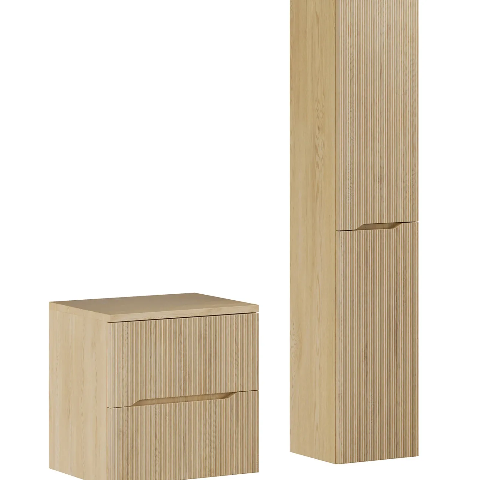 Garnero Arredamenti Mobile Bagno Sospeso-Mobile bagno sospeso cannettato 60cm con colonna rovere Pretty