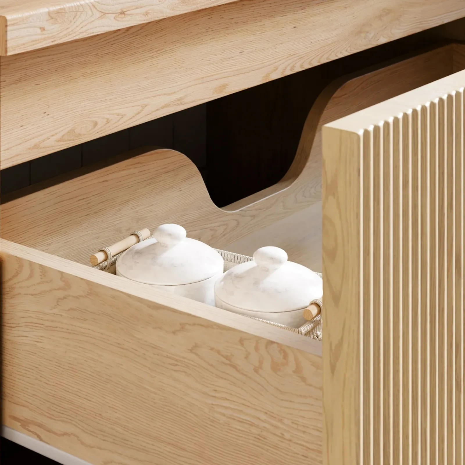 Garnero Arredamenti Mobile Bagno Sospeso-Mobile bagno sospeso cannettato 60cm con colonna rovere Pretty